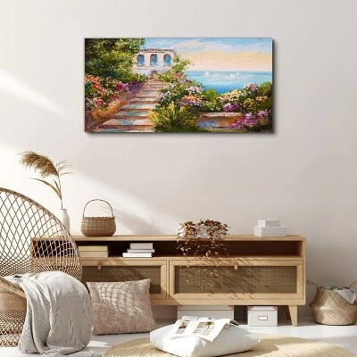 A walk among the flowers by the sea Canvas print