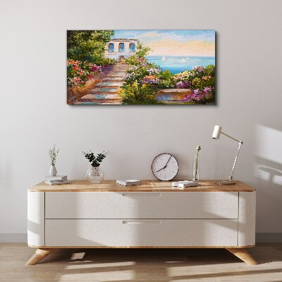 A walk among the flowers by the sea Canvas print