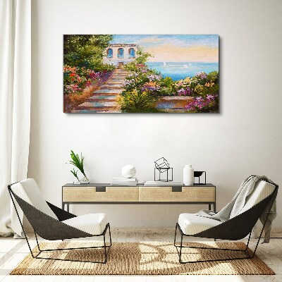 A walk among the flowers by the sea Canvas print