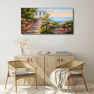 A walk among the flowers by the sea Canvas print