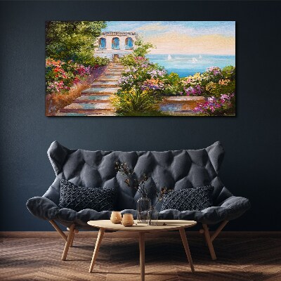 A walk among the flowers by the sea Canvas print