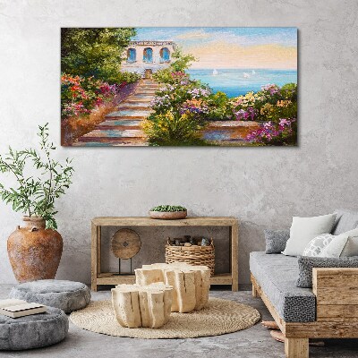 A walk among the flowers by the sea Canvas print