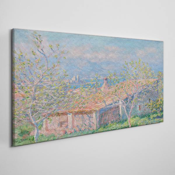 A peaceful landscape with a house and trees Canvas print