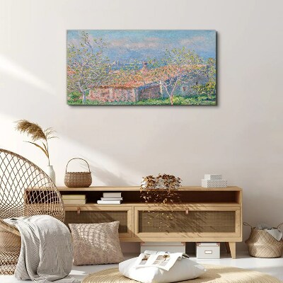 A peaceful landscape with a house and trees Canvas print