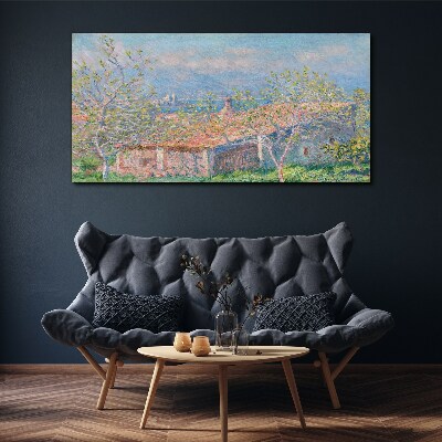 A peaceful landscape with a house and trees Canvas print