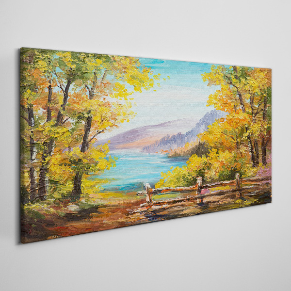 Autumn scenery by the lake Canvas print