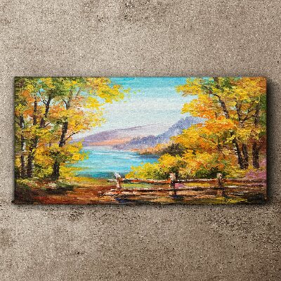 Autumn scenery by the lake Canvas print
