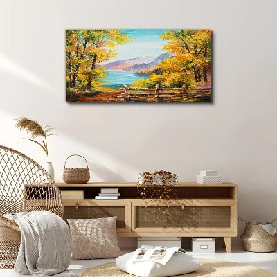 Autumn scenery by the lake Canvas print