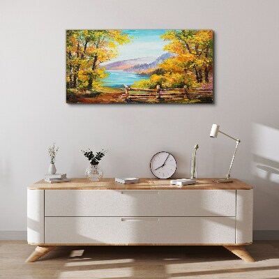 Autumn scenery by the lake Canvas print