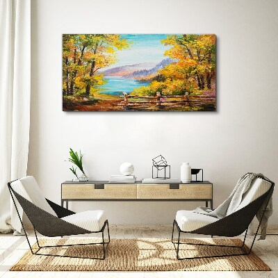 Autumn scenery by the lake Canvas print