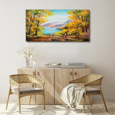 Autumn scenery by the lake Canvas print