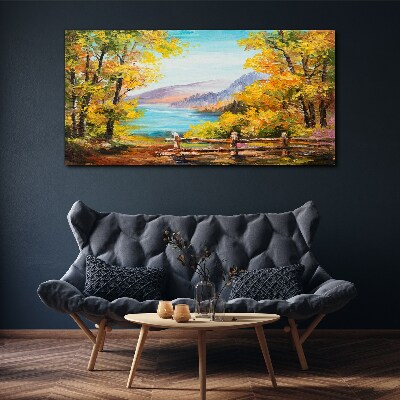Autumn scenery by the lake Canvas print
