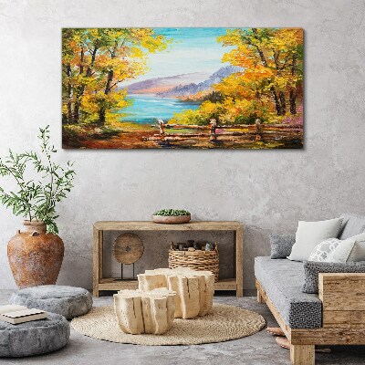 Autumn scenery by the lake Canvas print