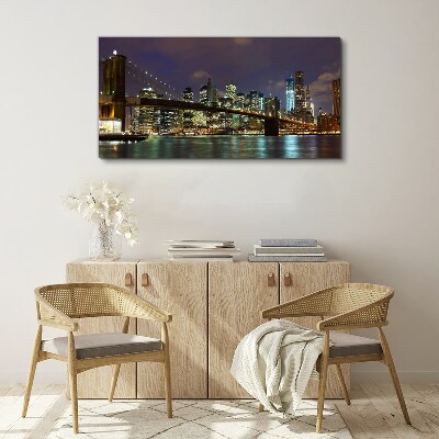 Brooklyn Bridge at night Canvas Wall art