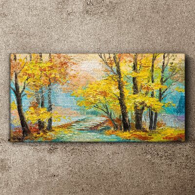Golden autumn on a quiet river Canvas print