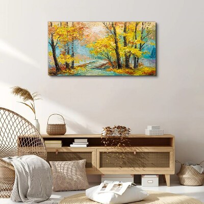 Golden autumn on a quiet river Canvas print