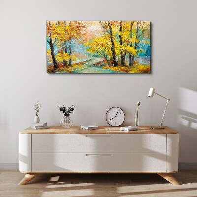 Golden autumn on a quiet river Canvas print