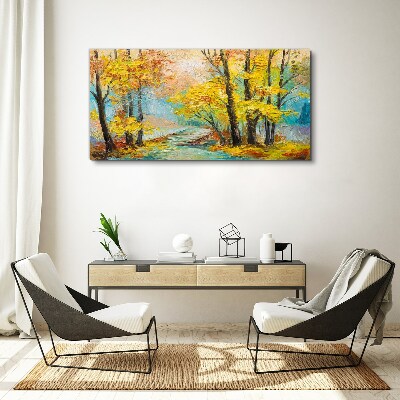 Golden autumn on a quiet river Canvas print