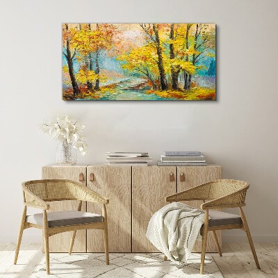 Golden autumn on a quiet river Canvas print