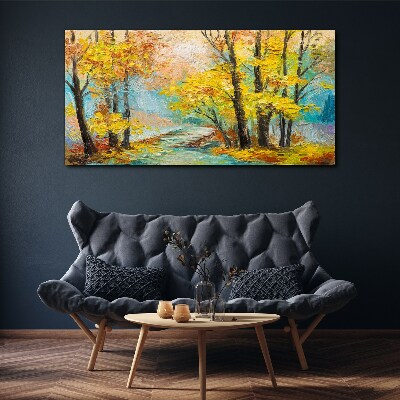 Golden autumn on a quiet river Canvas print