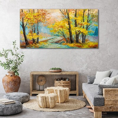 Golden autumn on a quiet river Canvas print