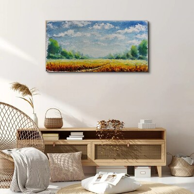 Summer fields under blue sky Canvas print