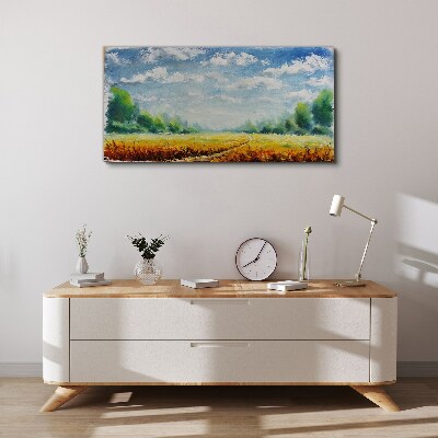 Summer fields under blue sky Canvas print