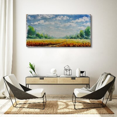 Summer fields under blue sky Canvas print