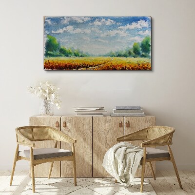 Summer fields under blue sky Canvas print