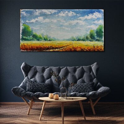 Summer fields under blue sky Canvas print