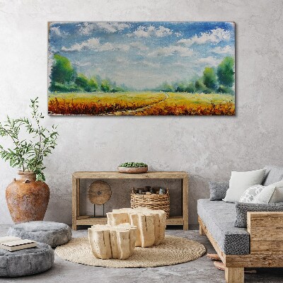 Summer fields under blue sky Canvas print