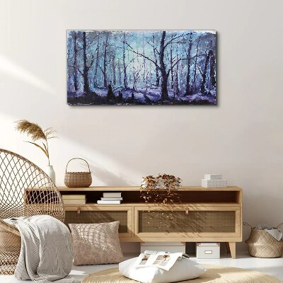 Winter forest in shades of blue Canvas print