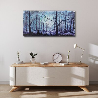 Winter forest in shades of blue Canvas print
