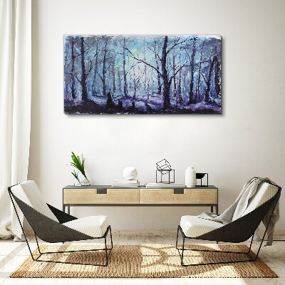 Winter forest in shades of blue Canvas print