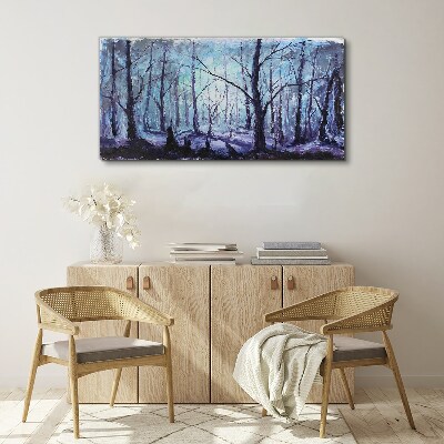 Winter forest in shades of blue Canvas print