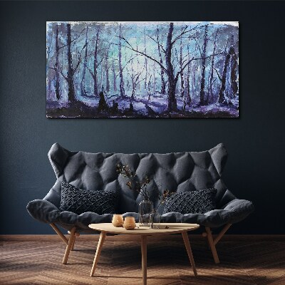 Winter forest in shades of blue Canvas print
