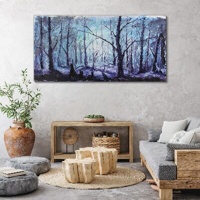 Winter forest in shades of blue Canvas print