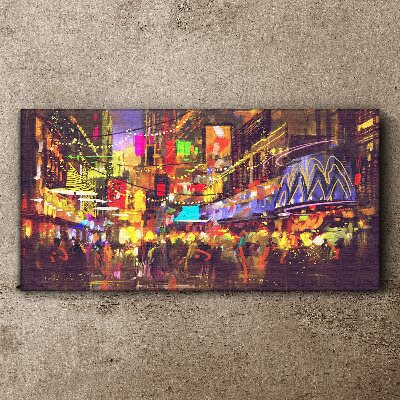 Asia city night people Canvas print