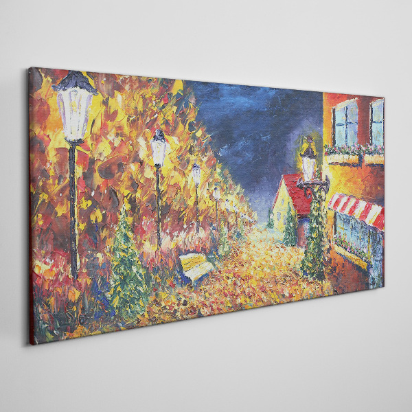 Golden avenue in the glow of lanterns Canvas print