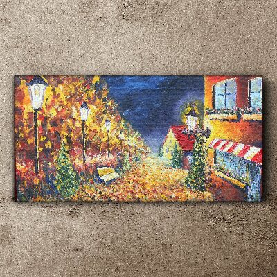 Golden avenue in the glow of lanterns Canvas print