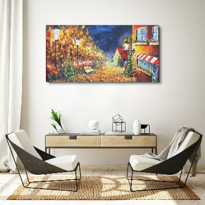 Golden avenue in the glow of lanterns Canvas print
