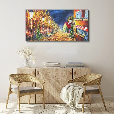 Golden avenue in the glow of lanterns Canvas print