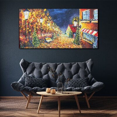 Golden avenue in the glow of lanterns Canvas print