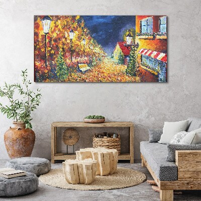 Golden avenue in the glow of lanterns Canvas print