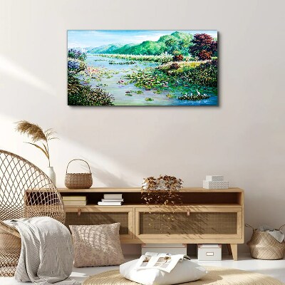 Landscape with water lilies Canvas Wall art