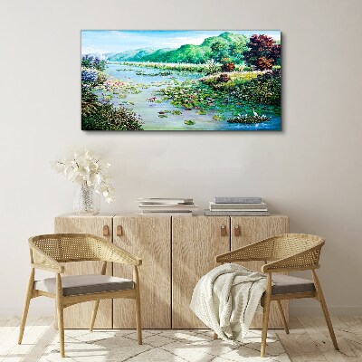 Landscape with water lilies Canvas Wall art
