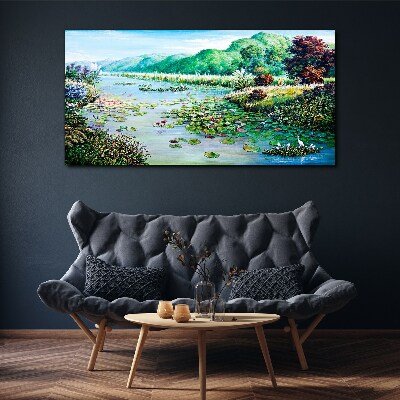 Landscape with water lilies Canvas Wall art