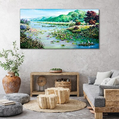 Landscape with water lilies Canvas Wall art