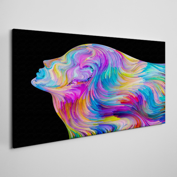 Colorful silhouette of a woman in motion Canvas print