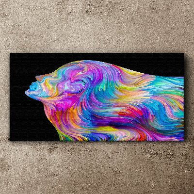 Colorful silhouette of a woman in motion Canvas print